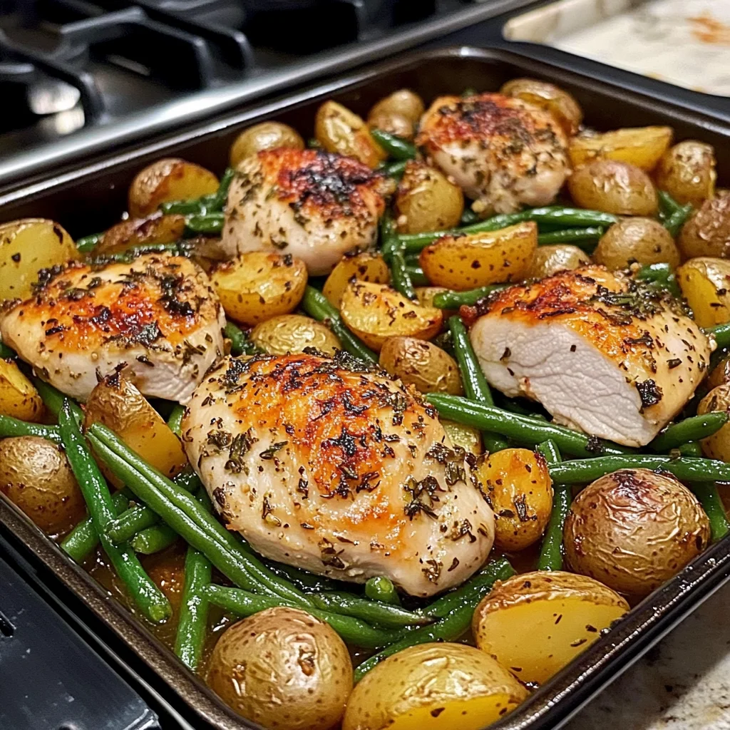 One-Pan Herb-Infused Chicken with Potatoes and Green Beans