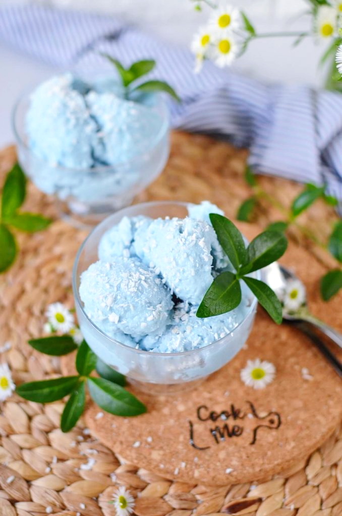 Butterfly Pea Flower Ice Cream with Edible Flowers