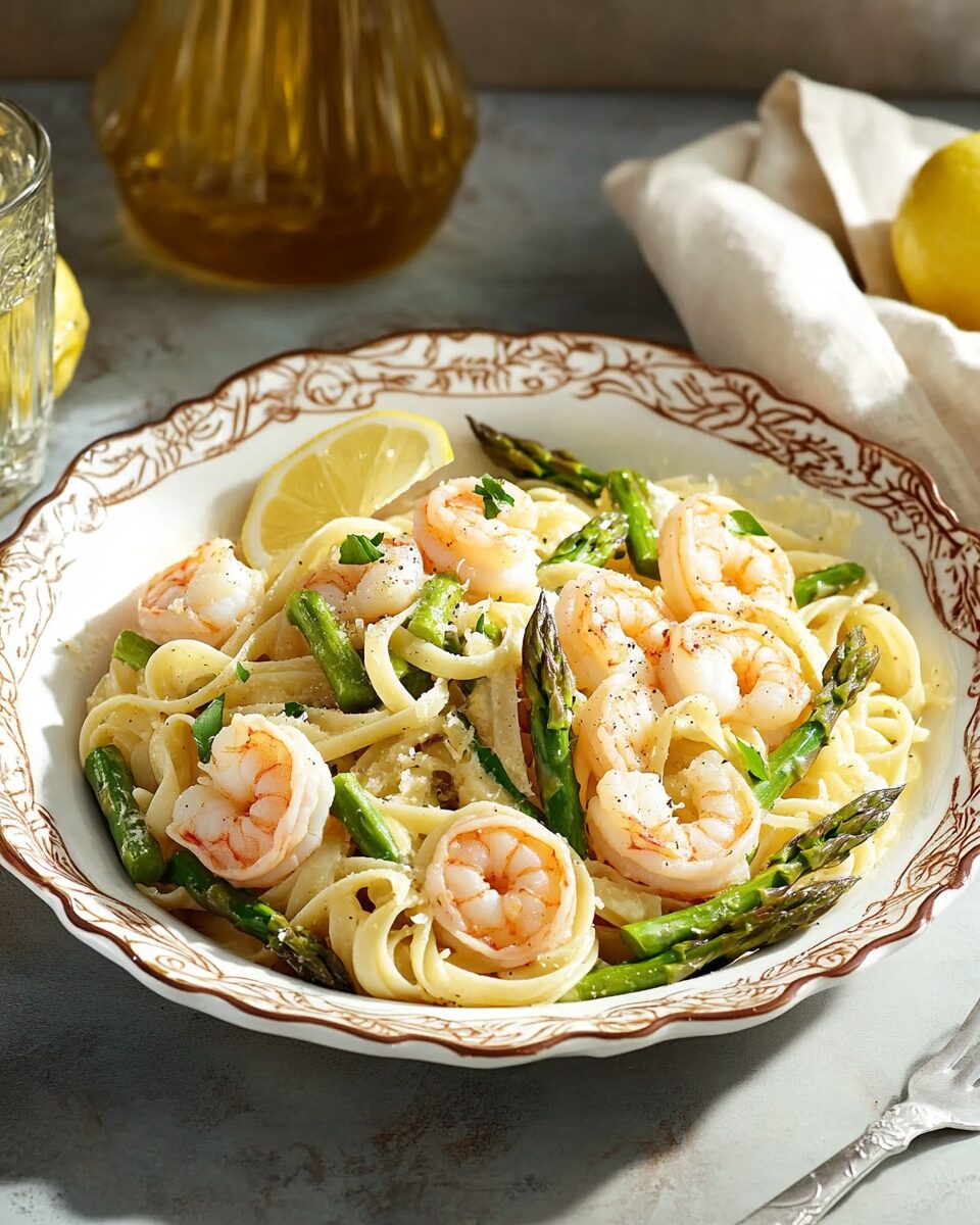 Sautéed Shrimp and Asparagus Pasta with Lemon Zest