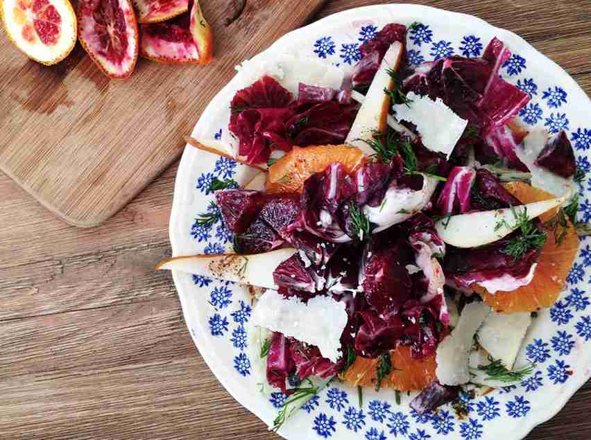Chilled Radicchio and Pear Salad with Citrus Vinaigrette