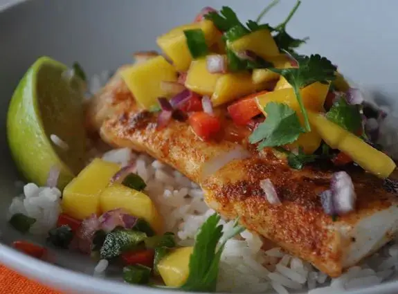 Pan-Seared Cod with Mango-Avocado Salsa