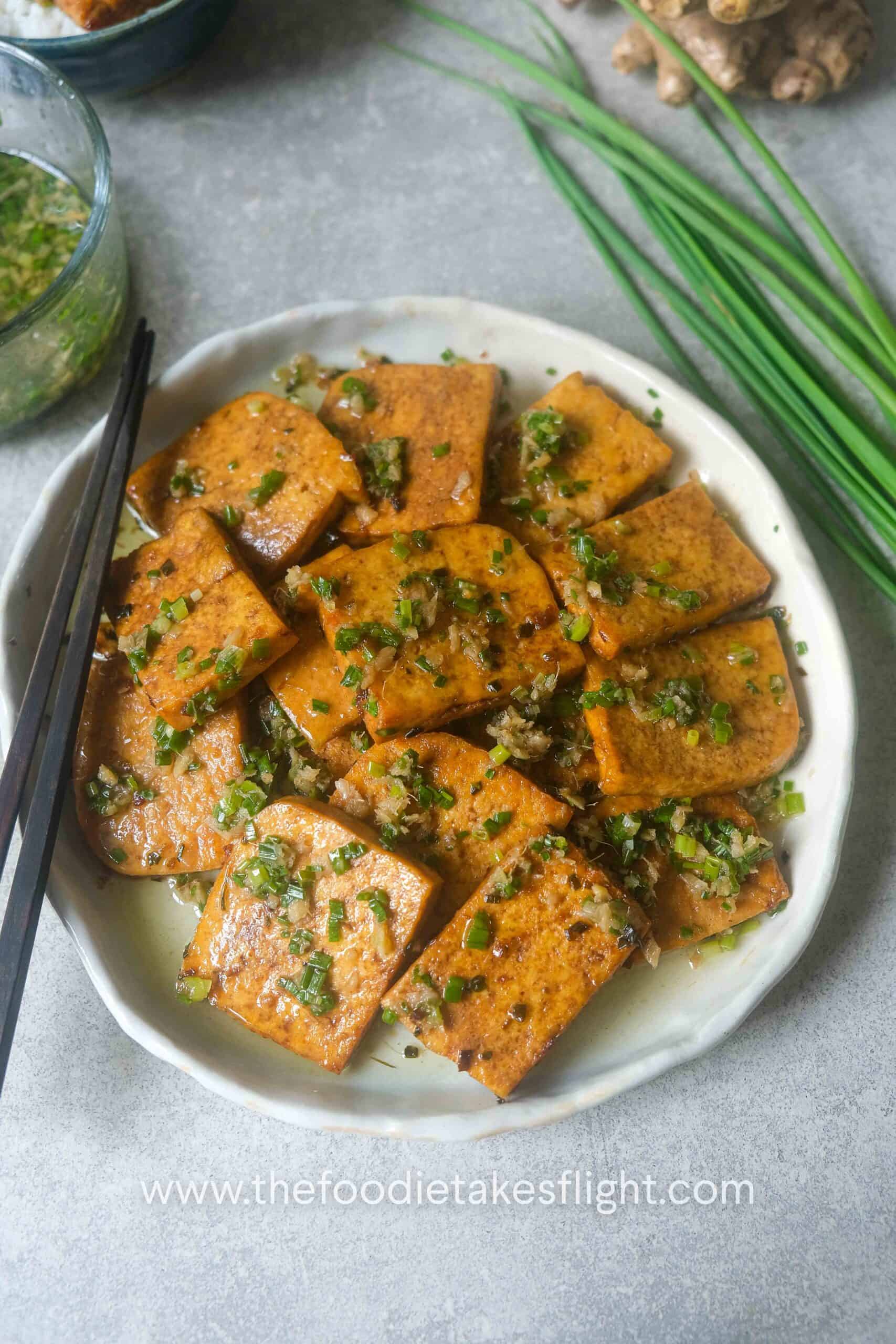 Pan-Fried Tofu with Ginger Scallion Sauce