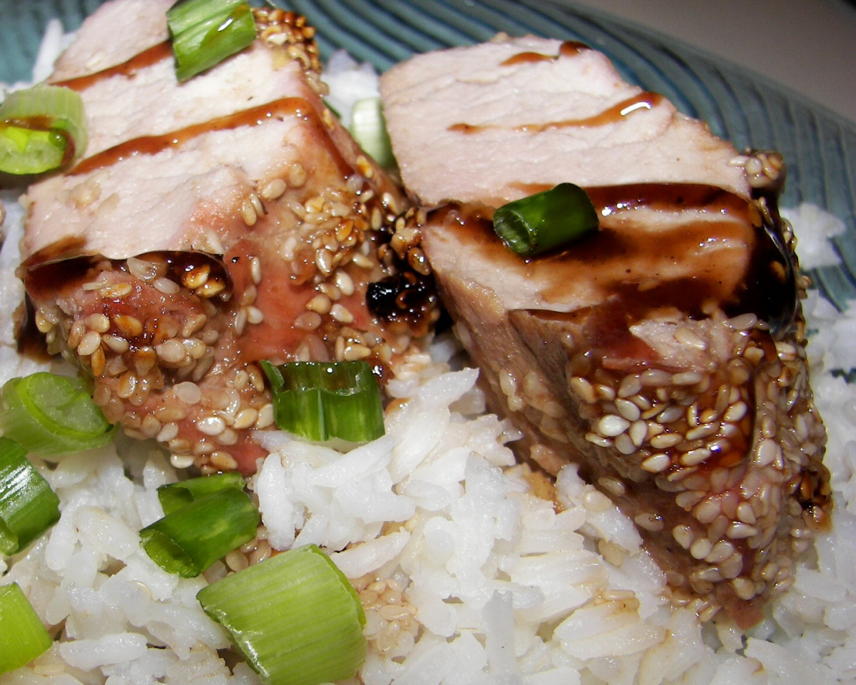 Sesame-Ginger Glazed Pork Tenderloin with Broccoli