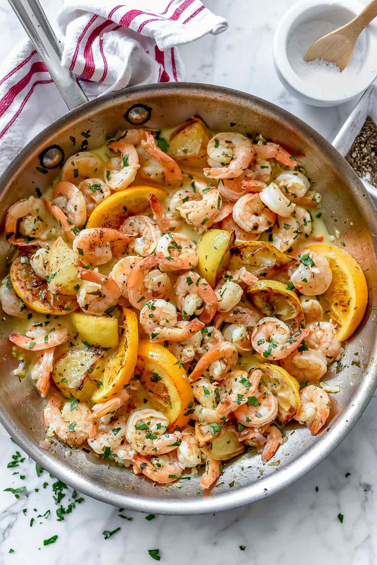 Pan-Seared Aperol Shrimp with Lemon Zest