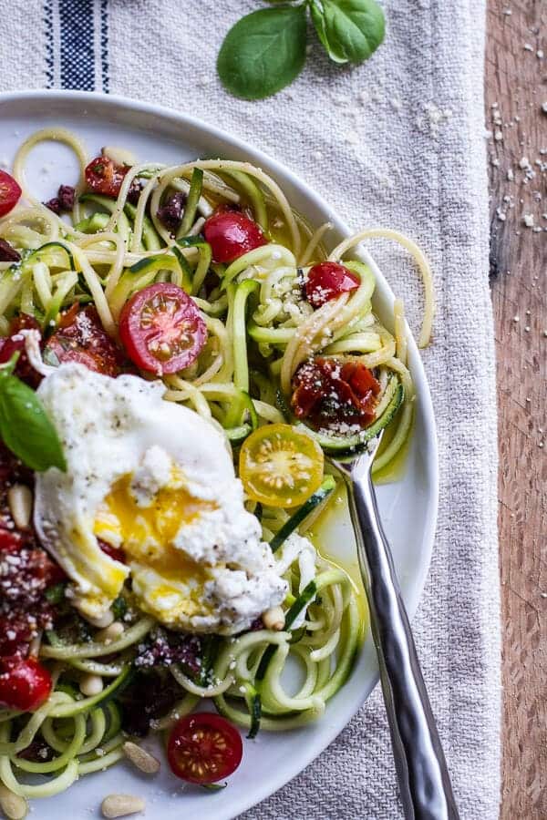 Basil-Zucchini Pasta with Cherry Tomatoes