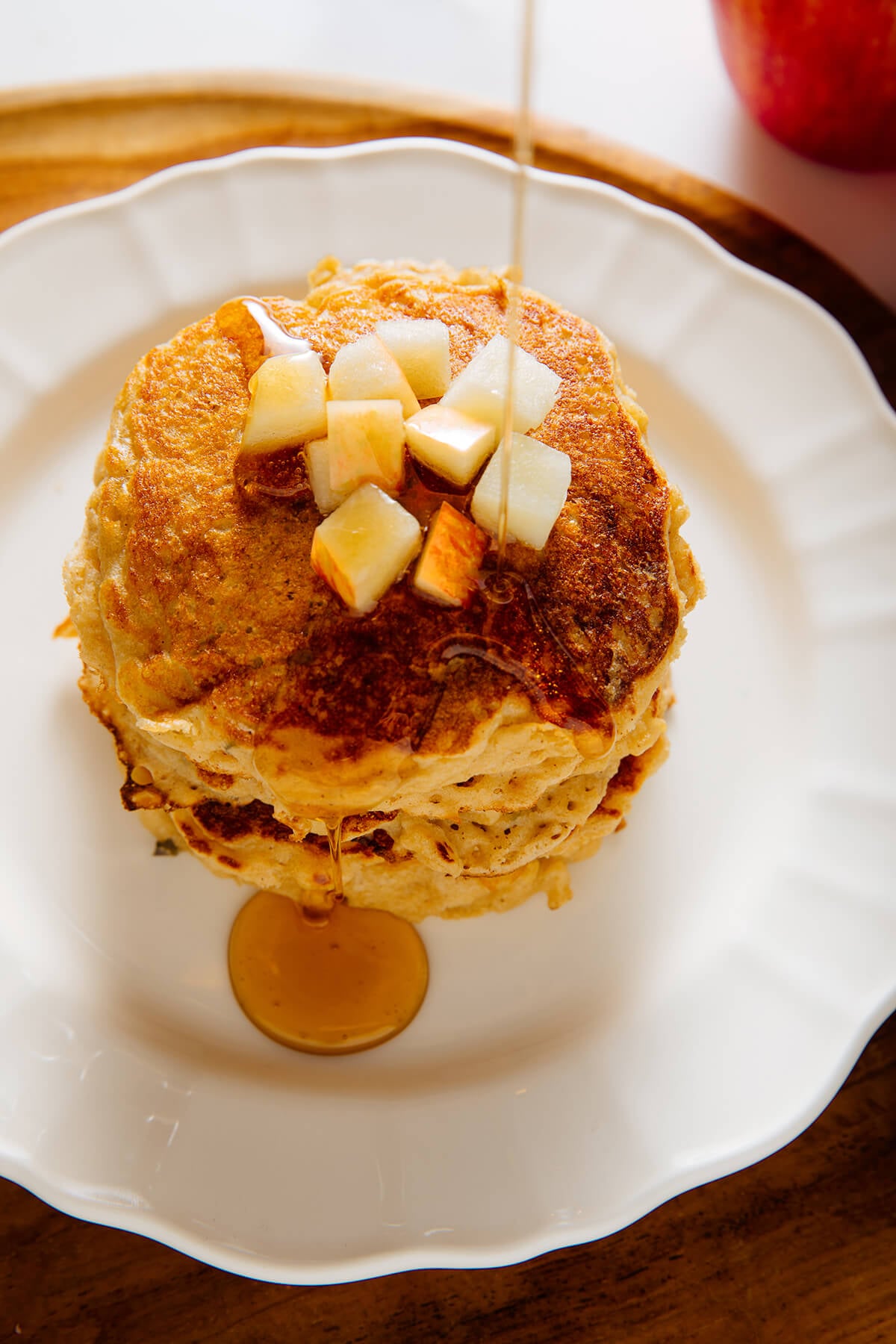 Blender Apple Cinnamon Pancakes with Maple Drizzle