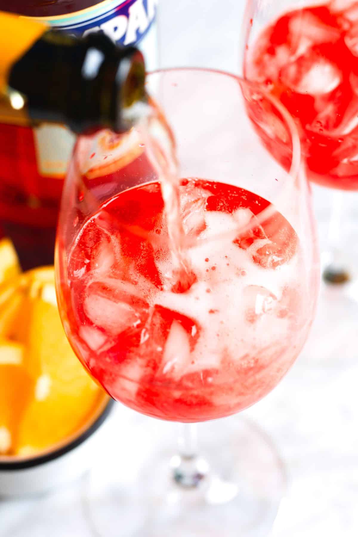 Prosecco Campari Spritz with Soda Water