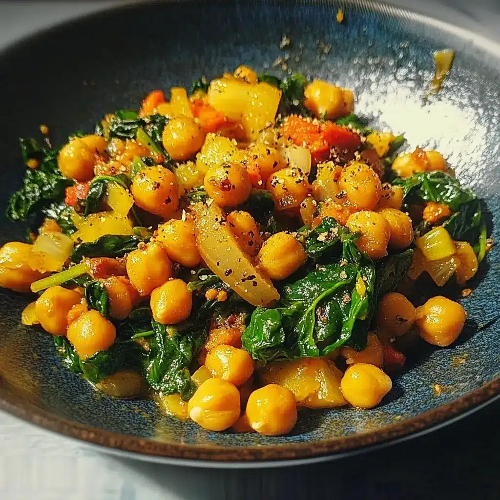 Chickpea and Spinach Stir-Fry with Garlic