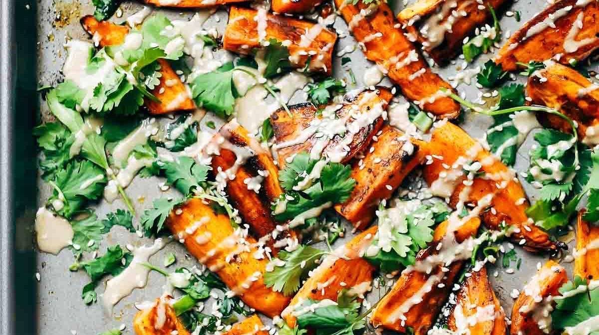 Sesame-Glazed Halibut with Roasted Sweet Potatoes