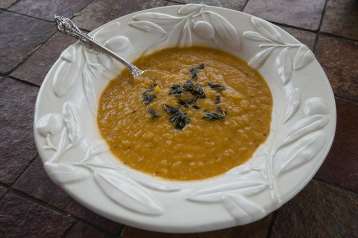 Miso-Glazed Butternut Squash Soup with Crispy Sage