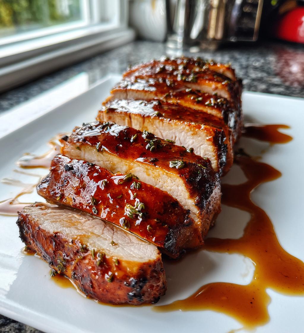 Bourbon-Bitters Glazed Pork Tenderloin with Apple