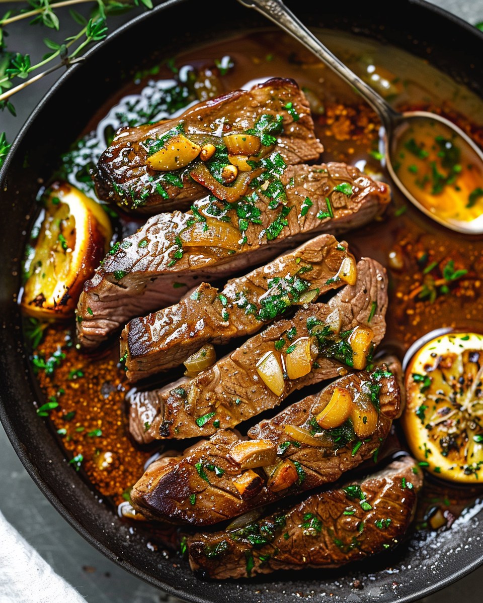 Pan-Seared Beef Steak with Garlic Butter and Mushrooms