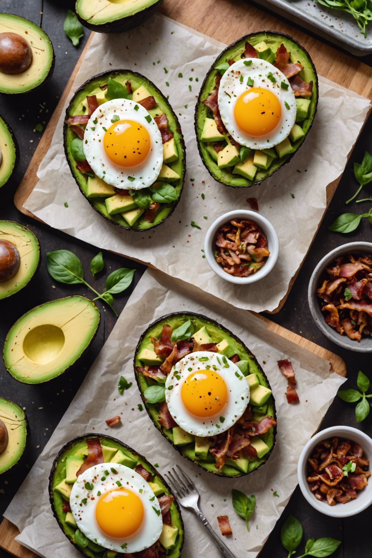 Sautéed Eggs with Bacon and Avocado