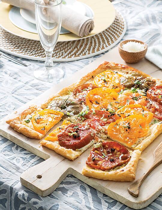 Garden-Style Heirloom Tomato Tart with Fresh Herb Crust