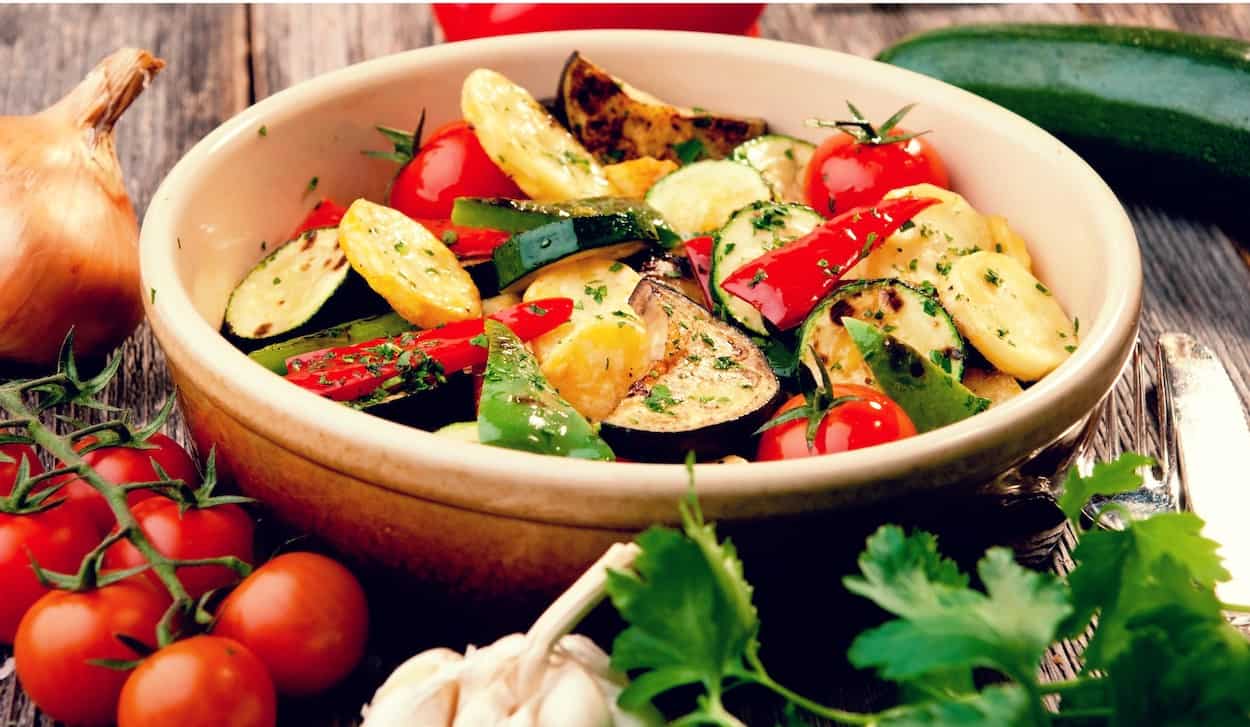 Herb-Roasted Heirloom Tomato and Zucchini with Lemon
