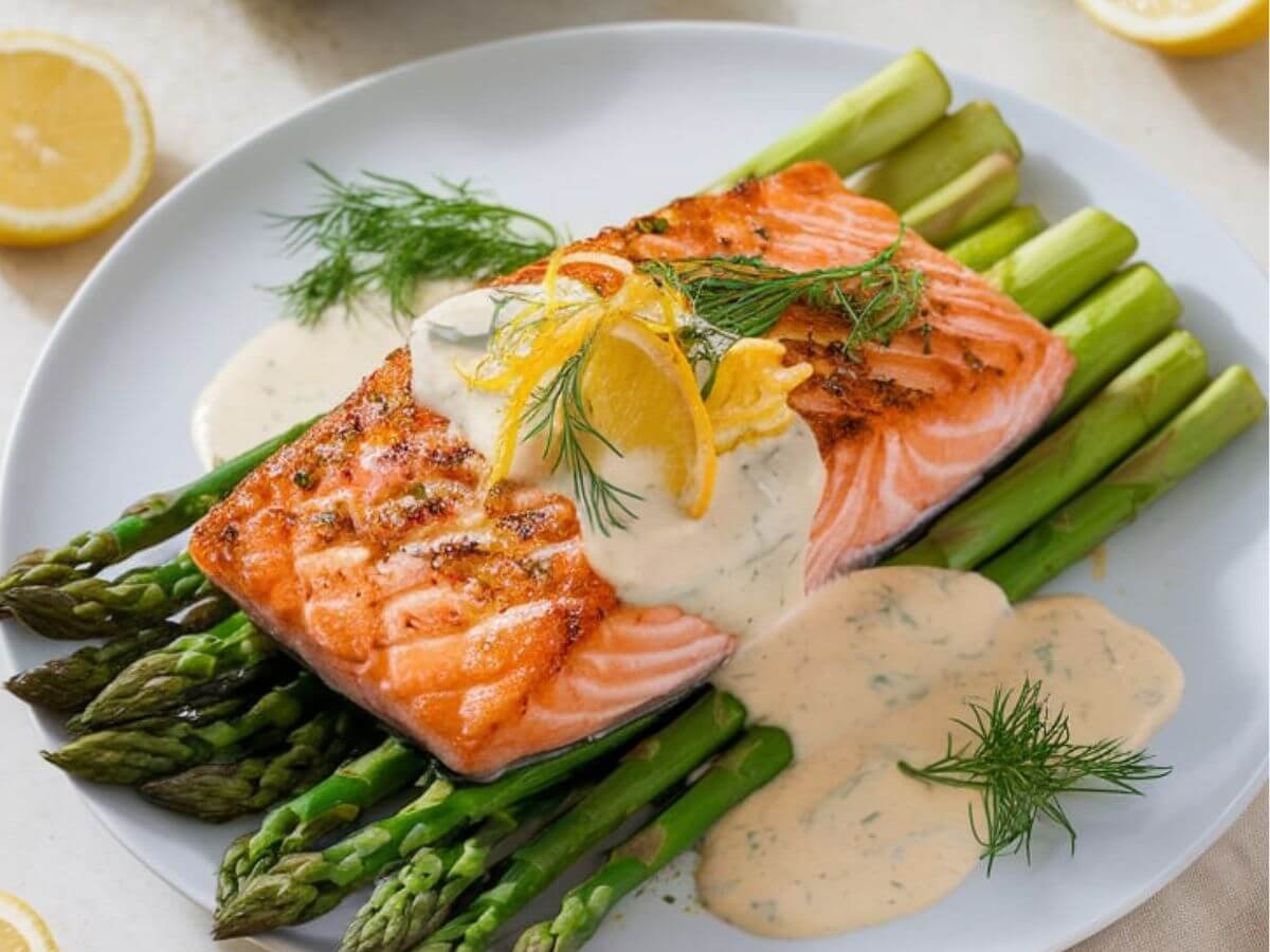 Lemon-Dill Sear Salmon with Asparagus