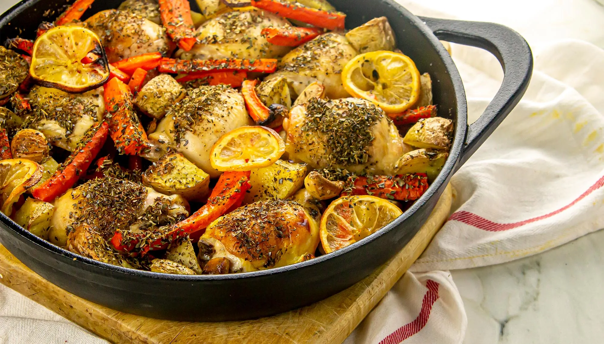 Herb-Crusted Chicken with Roasted Potatoes and Carrots
