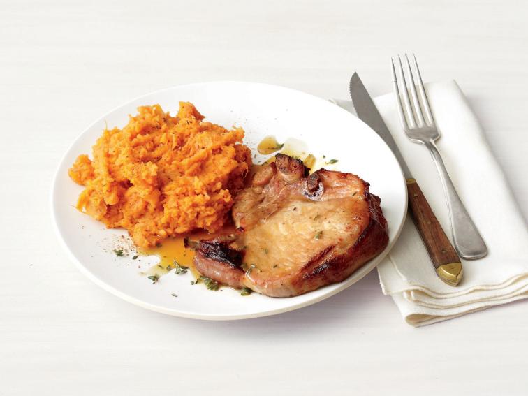 Honey-Glazed Pork Chops with Roasted Sweet Potatoes
