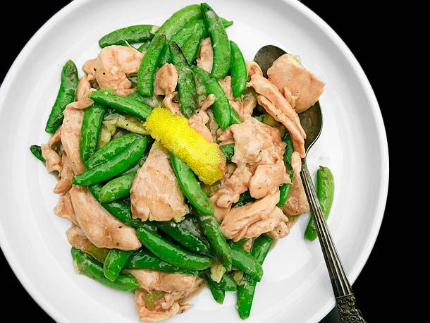 Stir-Fried Chicken with Ginger, Soy Sauce, and Snap Peas