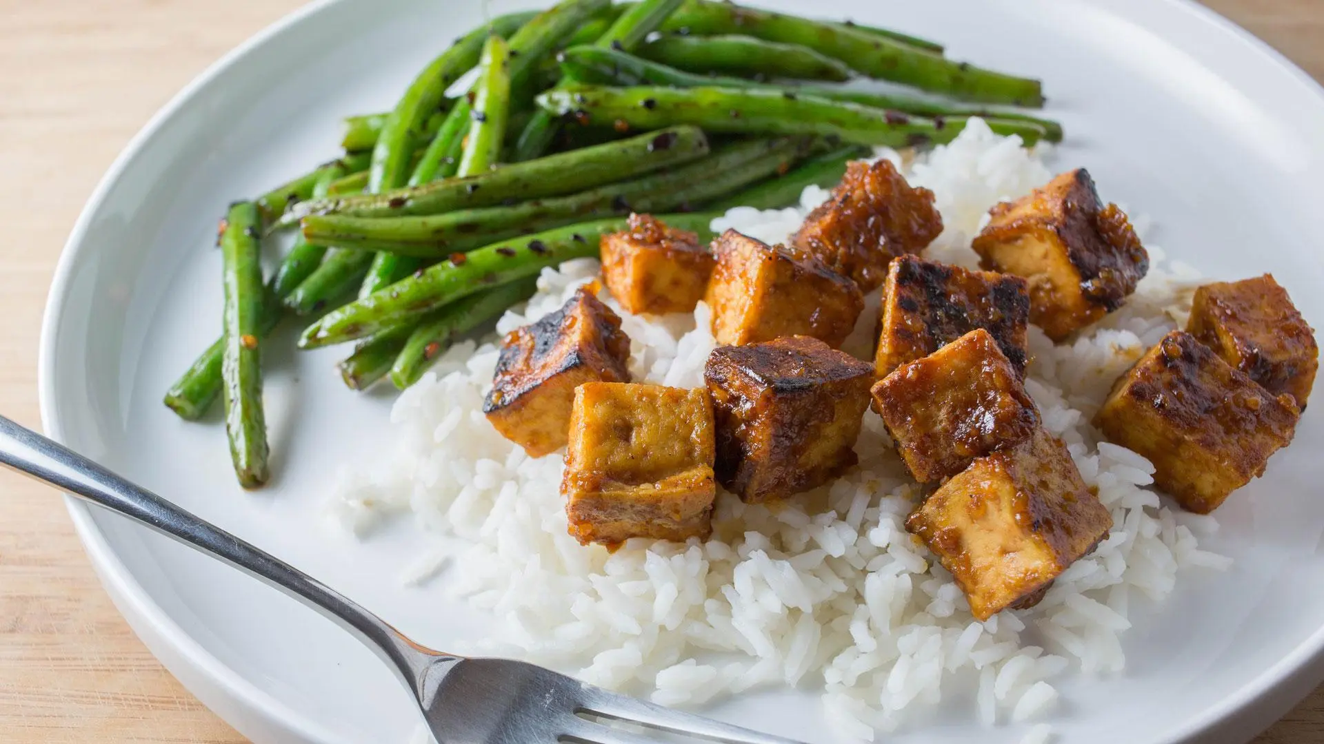 Miso-Black Bean Glazed Tofu with Sesame Vegetables