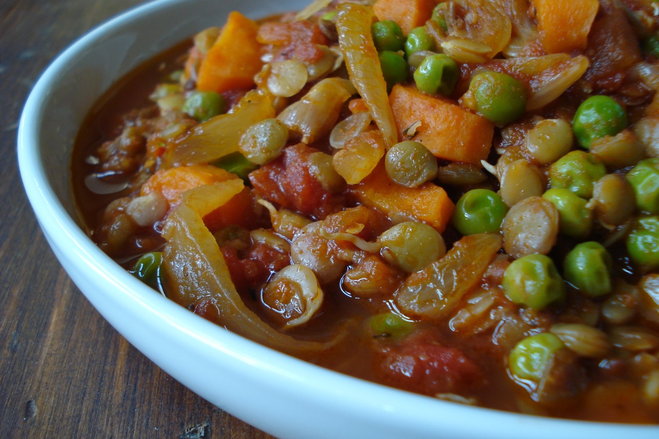 Slow-Simmered Tomato and Lentil Stew with Herbed Feta