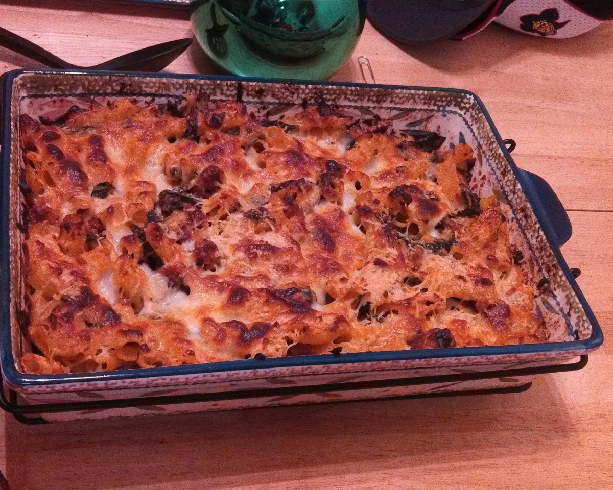 Spinach and Mozzarella Baked Ziti