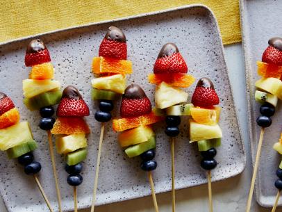 Chocolate-Dipped Fruit Skewers with Dark Chocolate Ganache