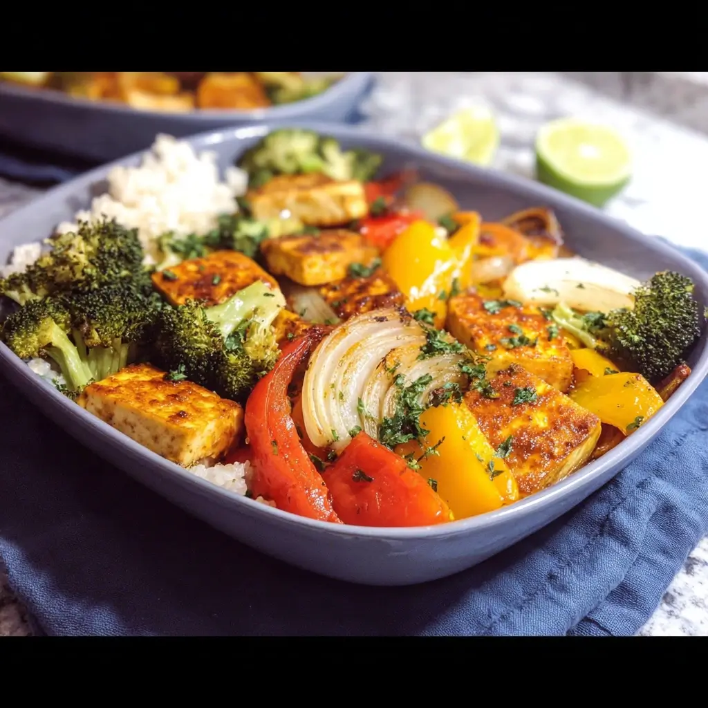 Ginger-Sesame Roasted Mixed Vegetables with Tofu