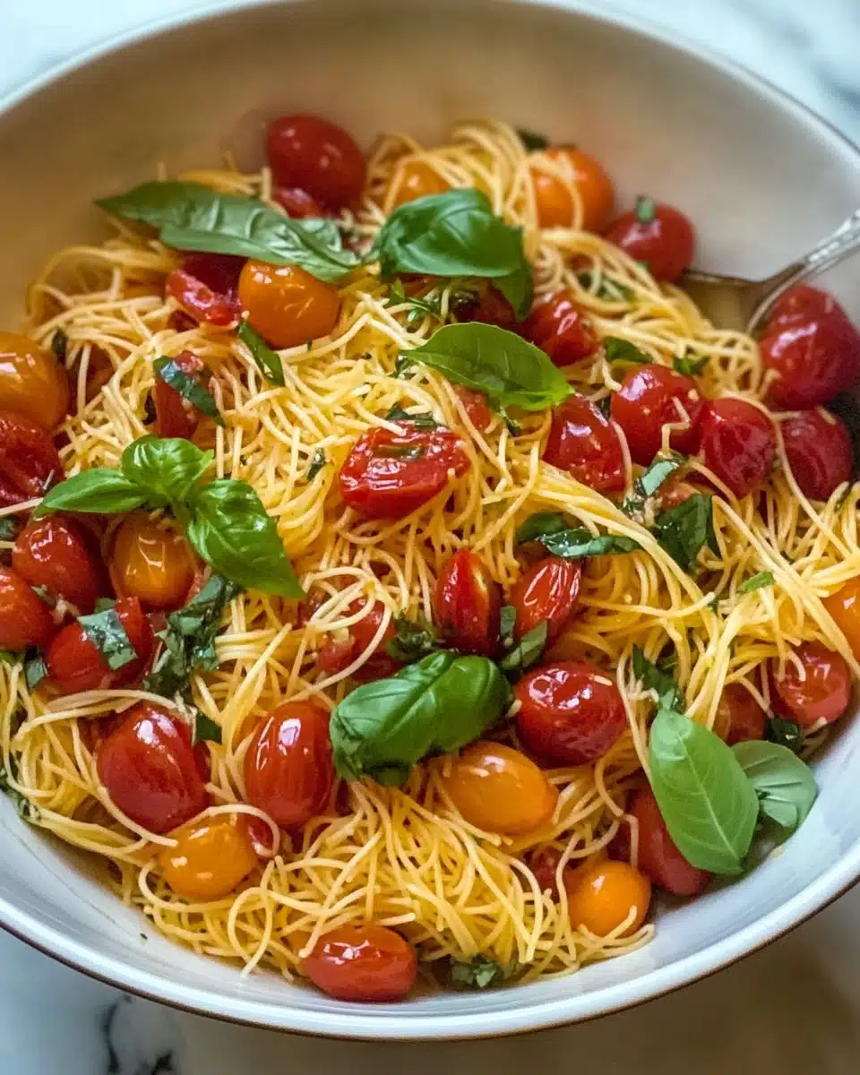 Slow-Simmered Tomato Basil Pasta with Fresh Herb Garnish