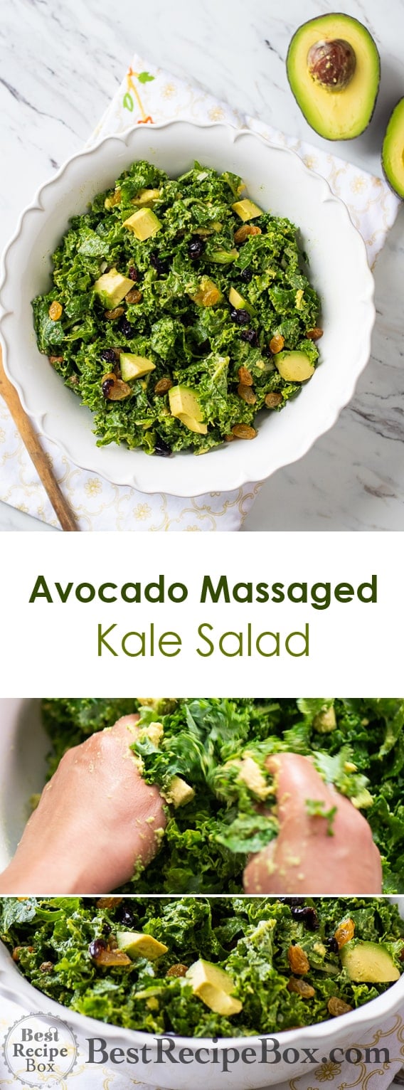 Avocado & Kale Massaged Salad with Lemon-Tahini Dressing