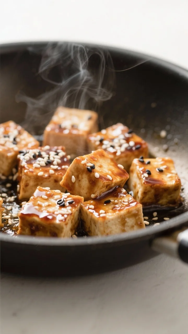 Sesame-Ginger Glazed Tofu with Napa Cabbage