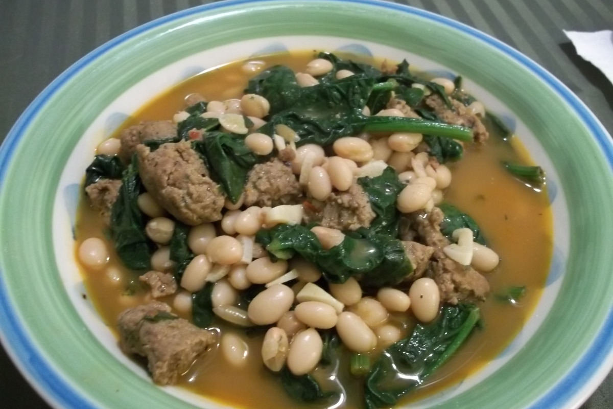 One-Pan Sausage and Kale with White Beans
