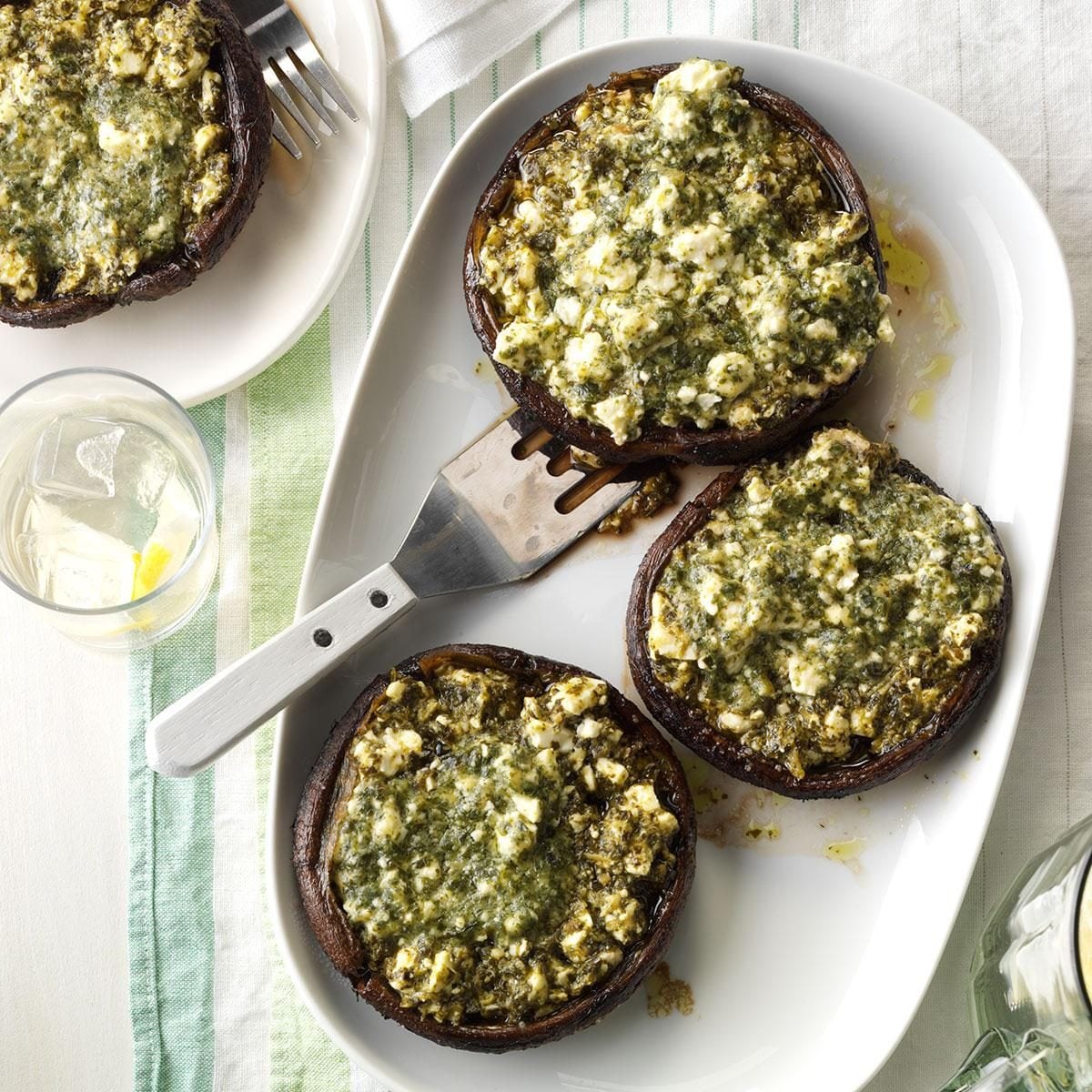 Basil-Pesto Stuffed Portobello Mushrooms