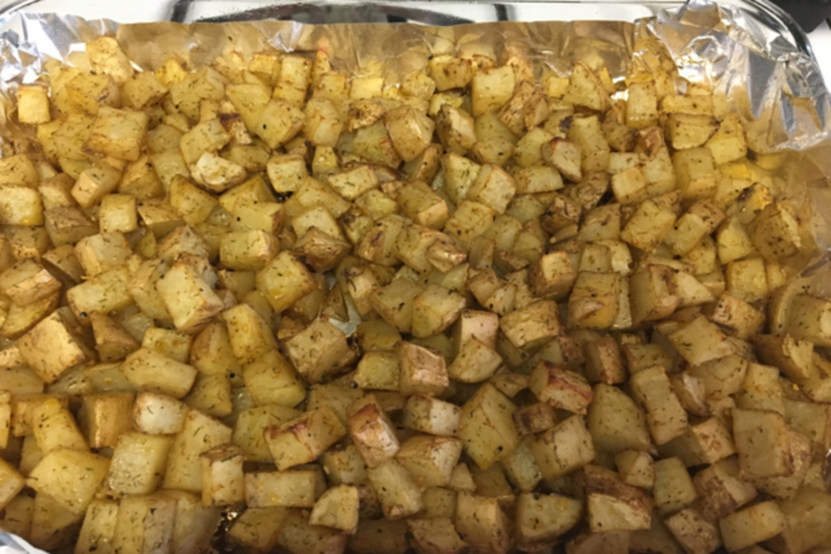 Pickpocket-Style Herb Crust on Roasted Potatoes