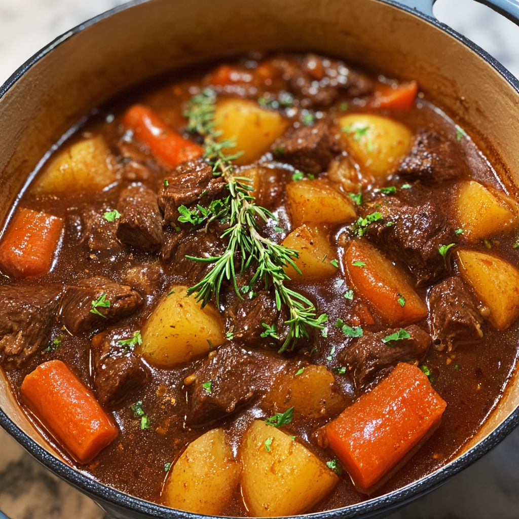 One-Pot Beef Stew with Carrots and Potatoes