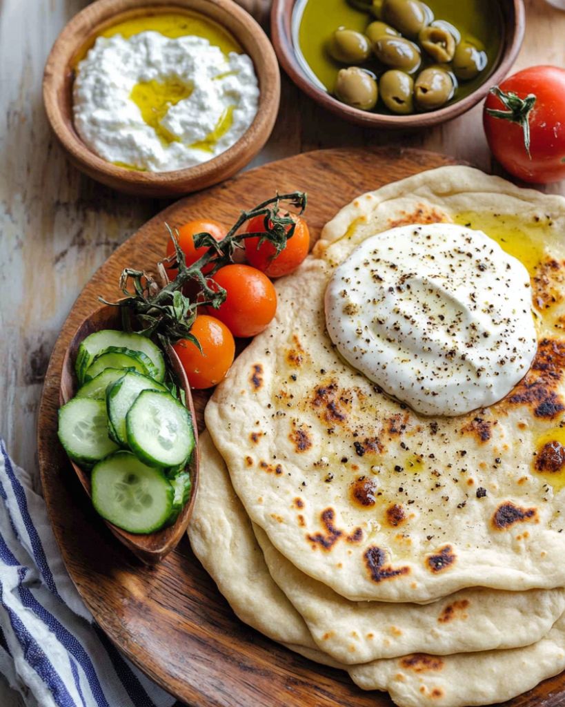 Corn Flatbread with Spiced Yogurt Dip
