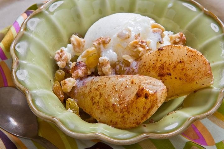 Baked Bosc Pears with Toasted Walnuts and Orange Zest