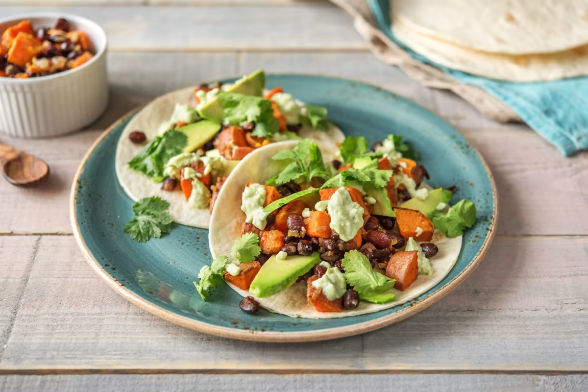 One-Pan Roasted Sweet Potato and Black Bean Tacos