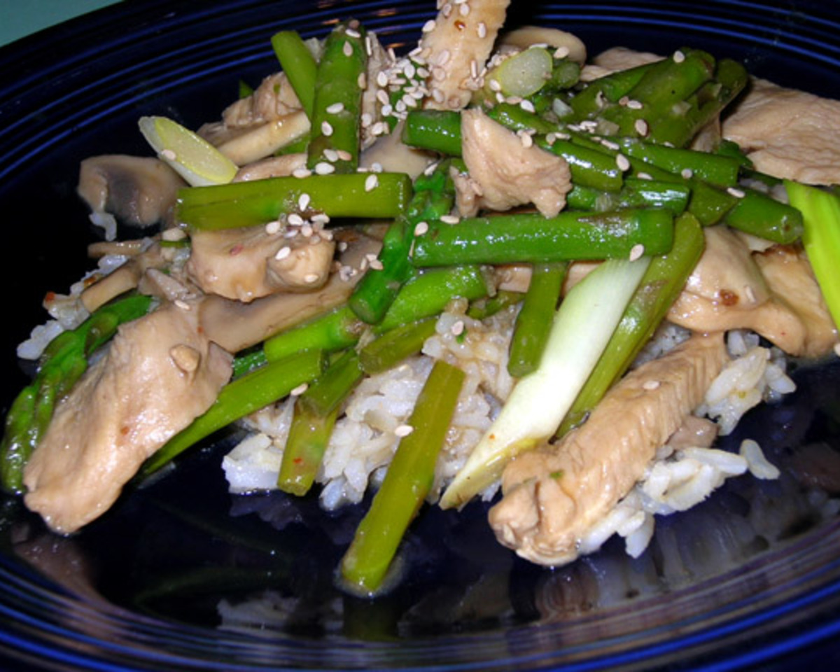 Asparagus and Pea Stir-Fry with Ginger
