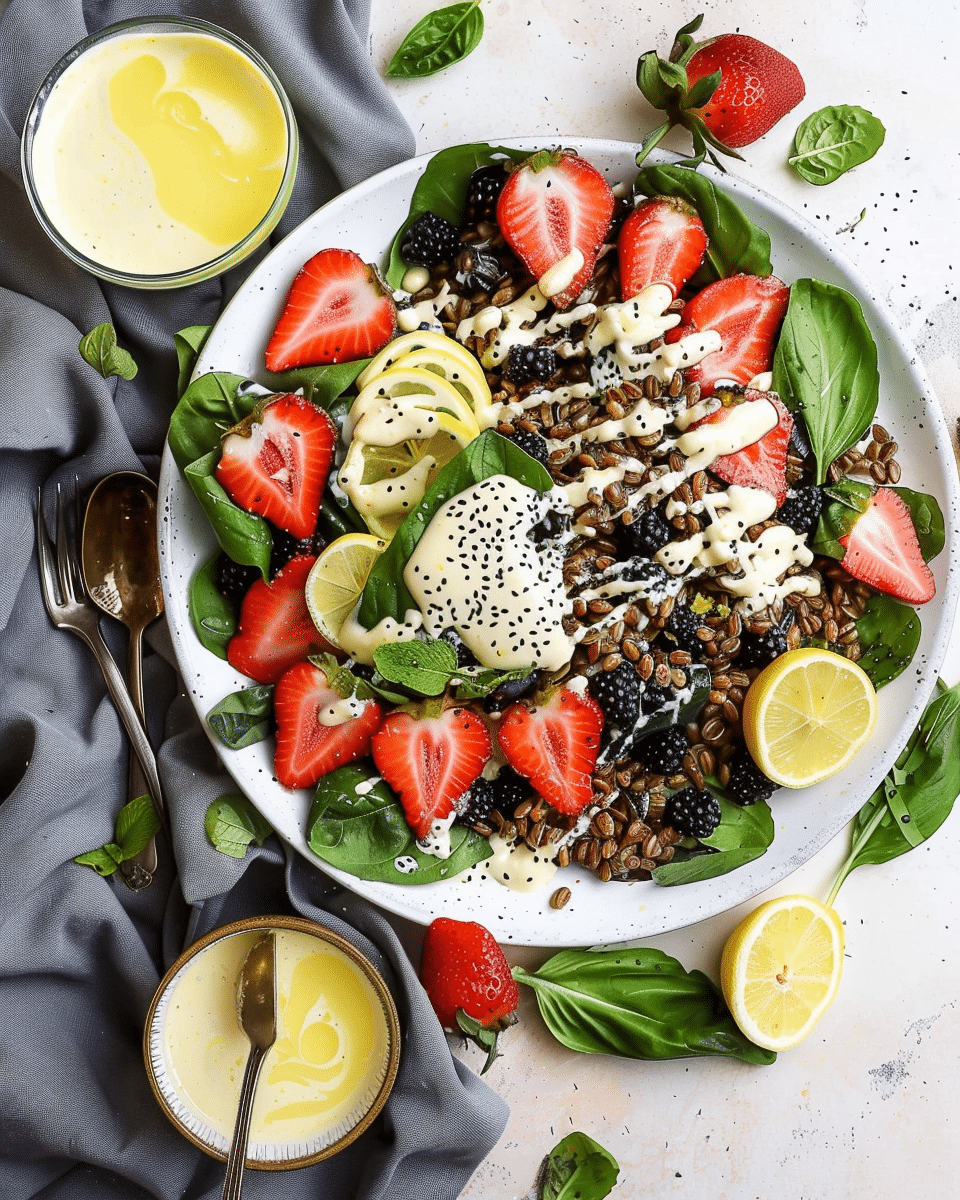 Roasted Vegetable & Farro Salad with Lemon Tahini Dressing