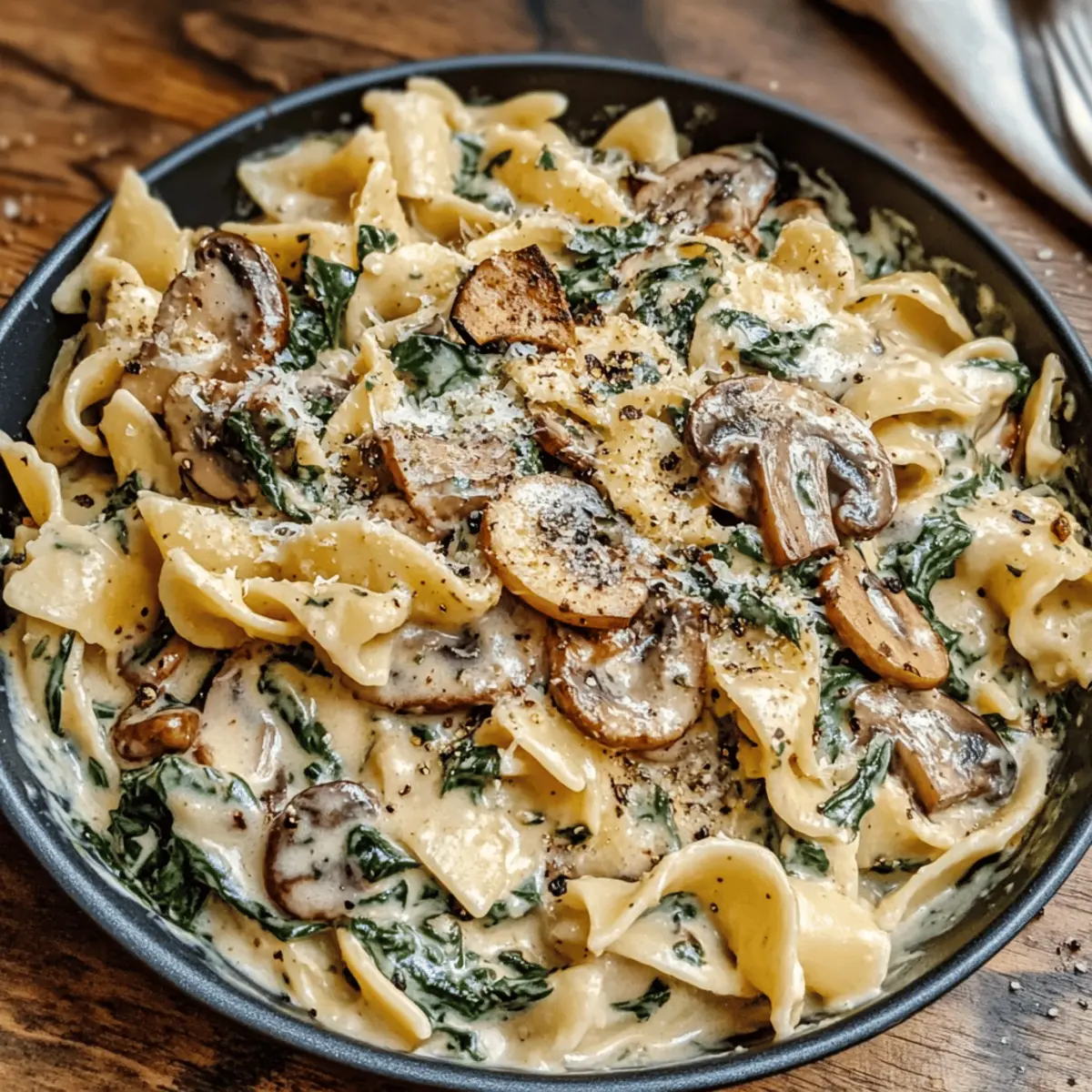 Creamy Spinach-Mushroom Sauce over Zucchini Noodles