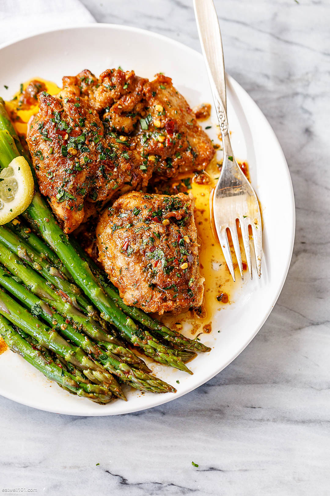 Lemon-Glazed Chicken Thighs with Asparagus