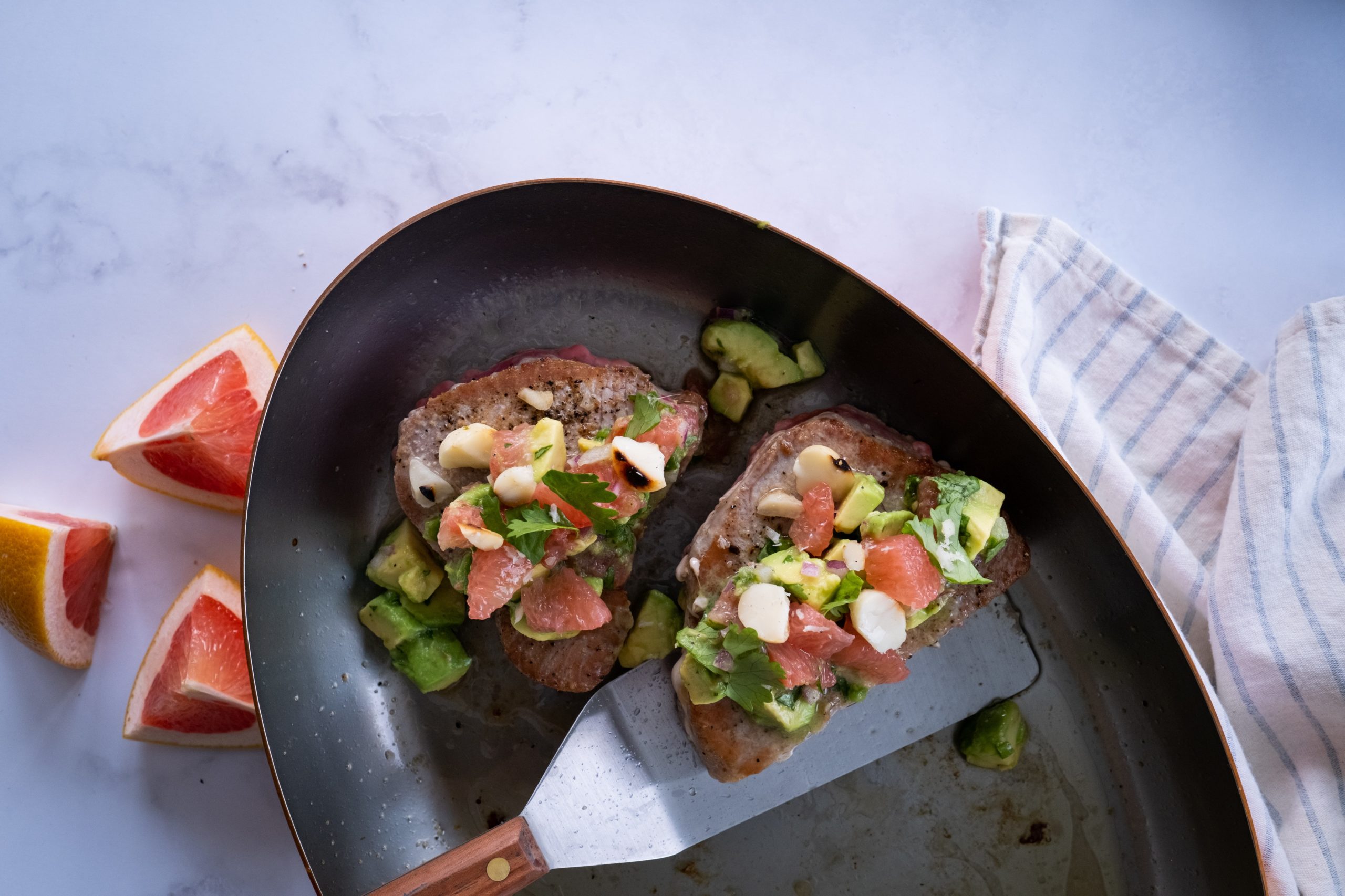 Quick Pan-Seared Tuna with Avocado Salsa