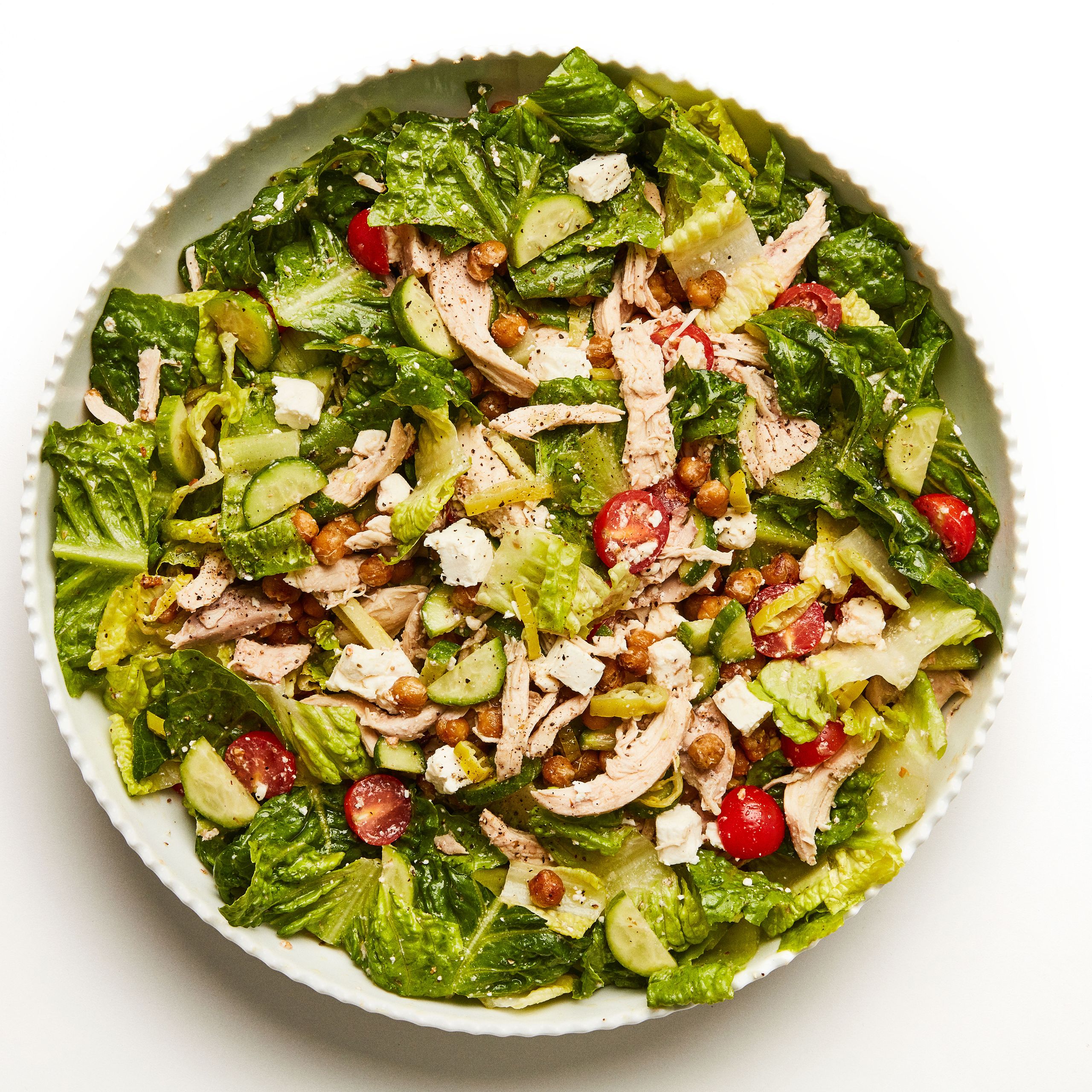 Custom Dressing Chopped Salad with Crispy Chickpeas