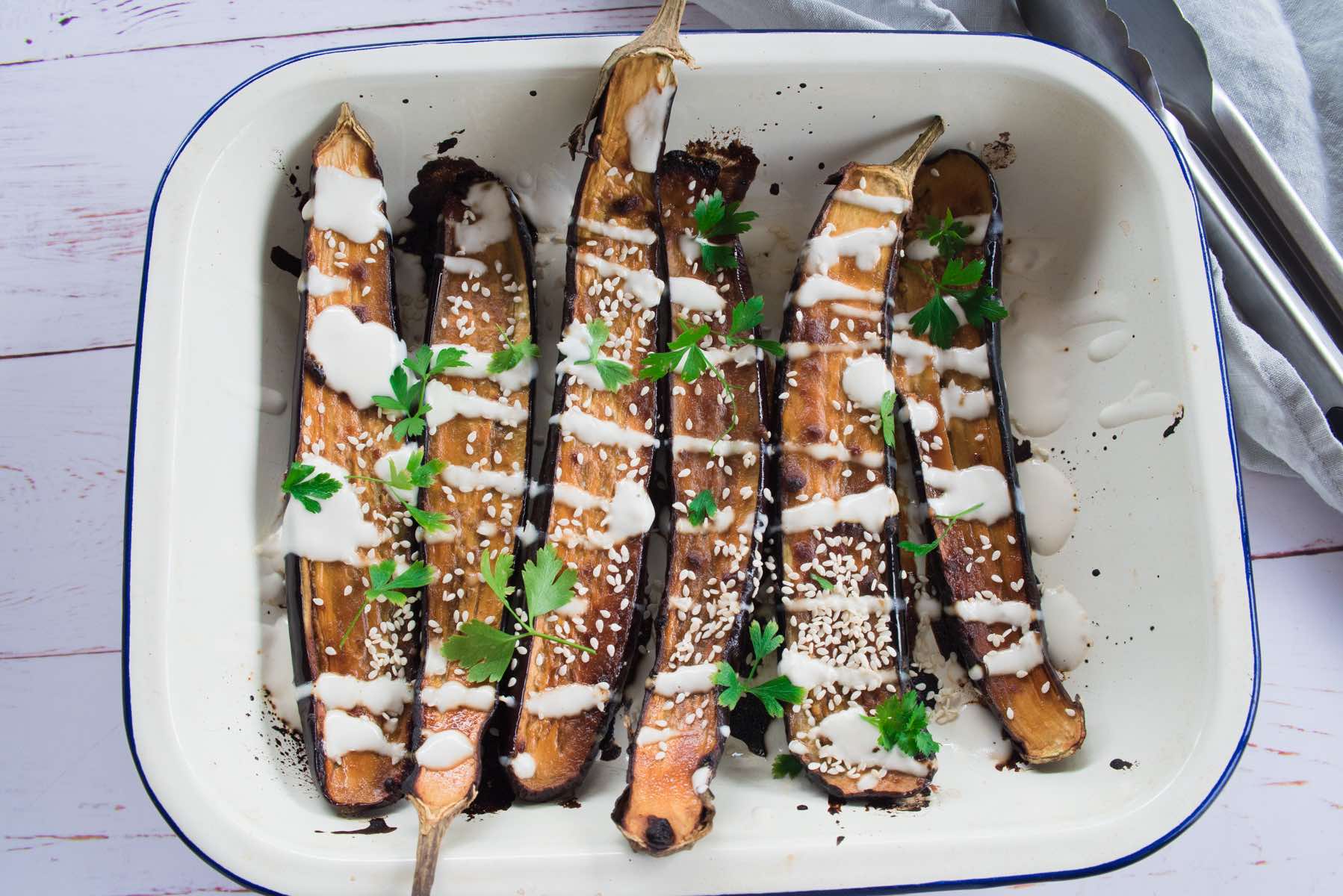 Smoky Miso-Roasted Eggplant with Sesame-Ginger Drizzle