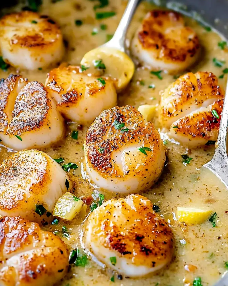 Sunny Beach Seared Scallops with Lemon-Dill Sauce