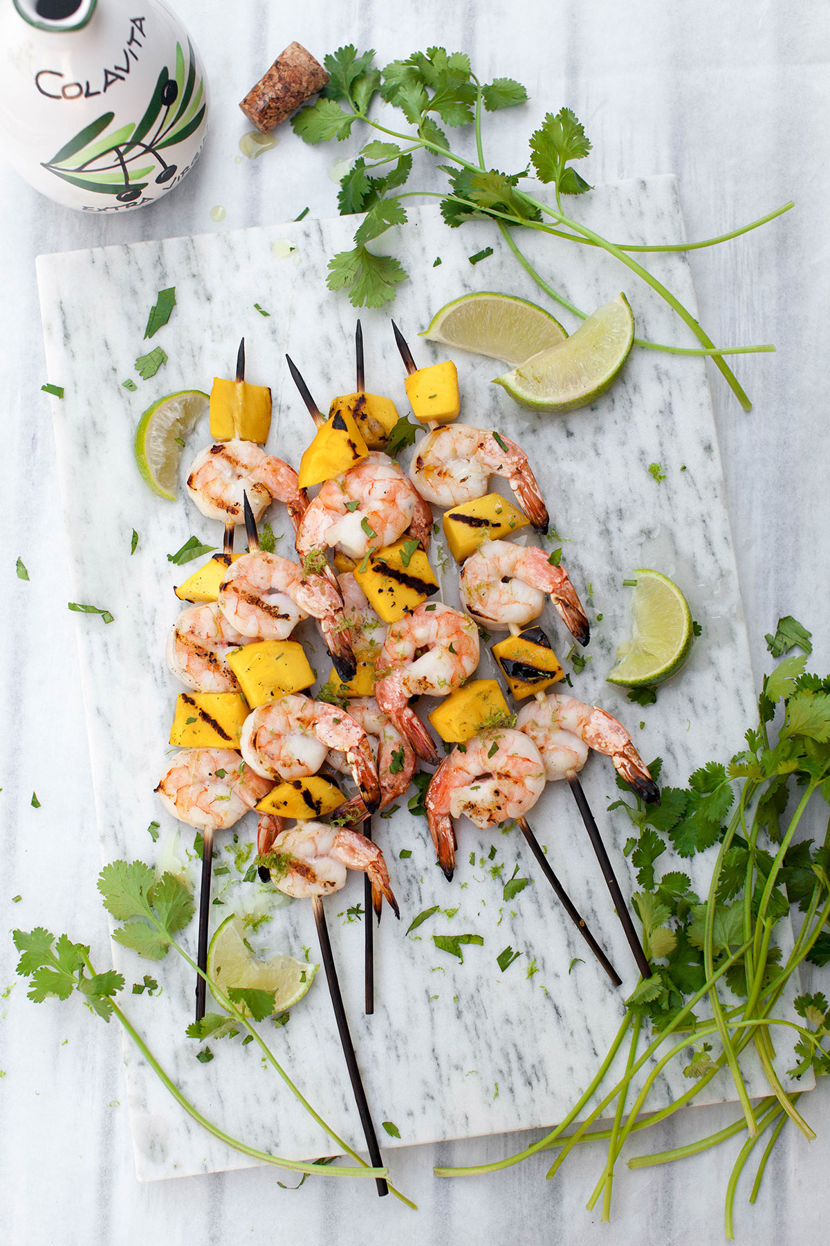 Lime-Cilantro Shrimp Skewers with Mango Salsa