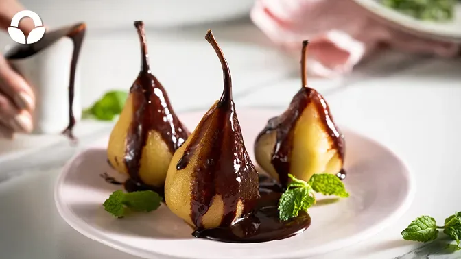 Chai-Spiced Poached Pears with Vanilla Ice Cream