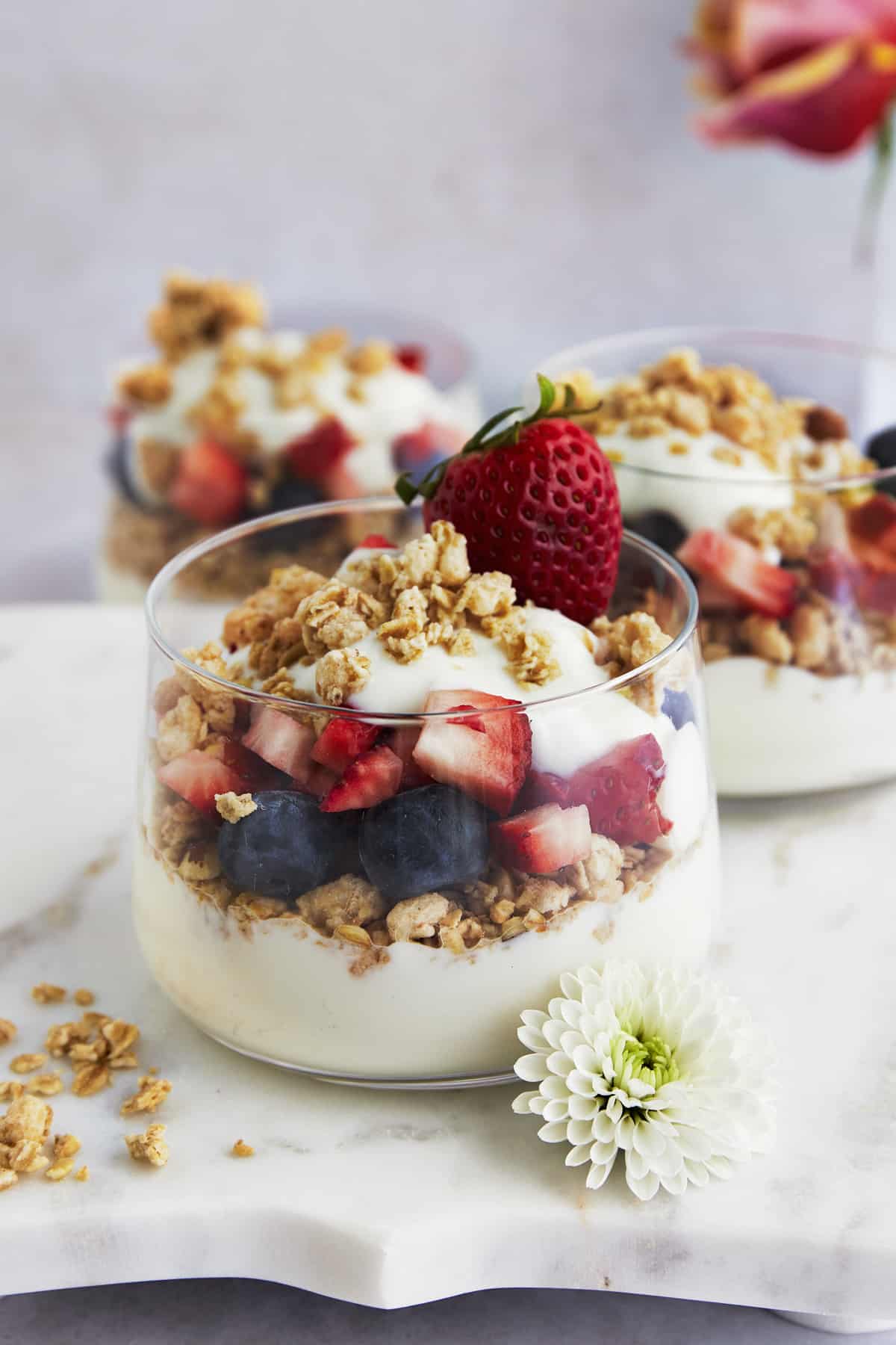 Sunrise Fruit and Yogurt Parfait with Honey Drizzle