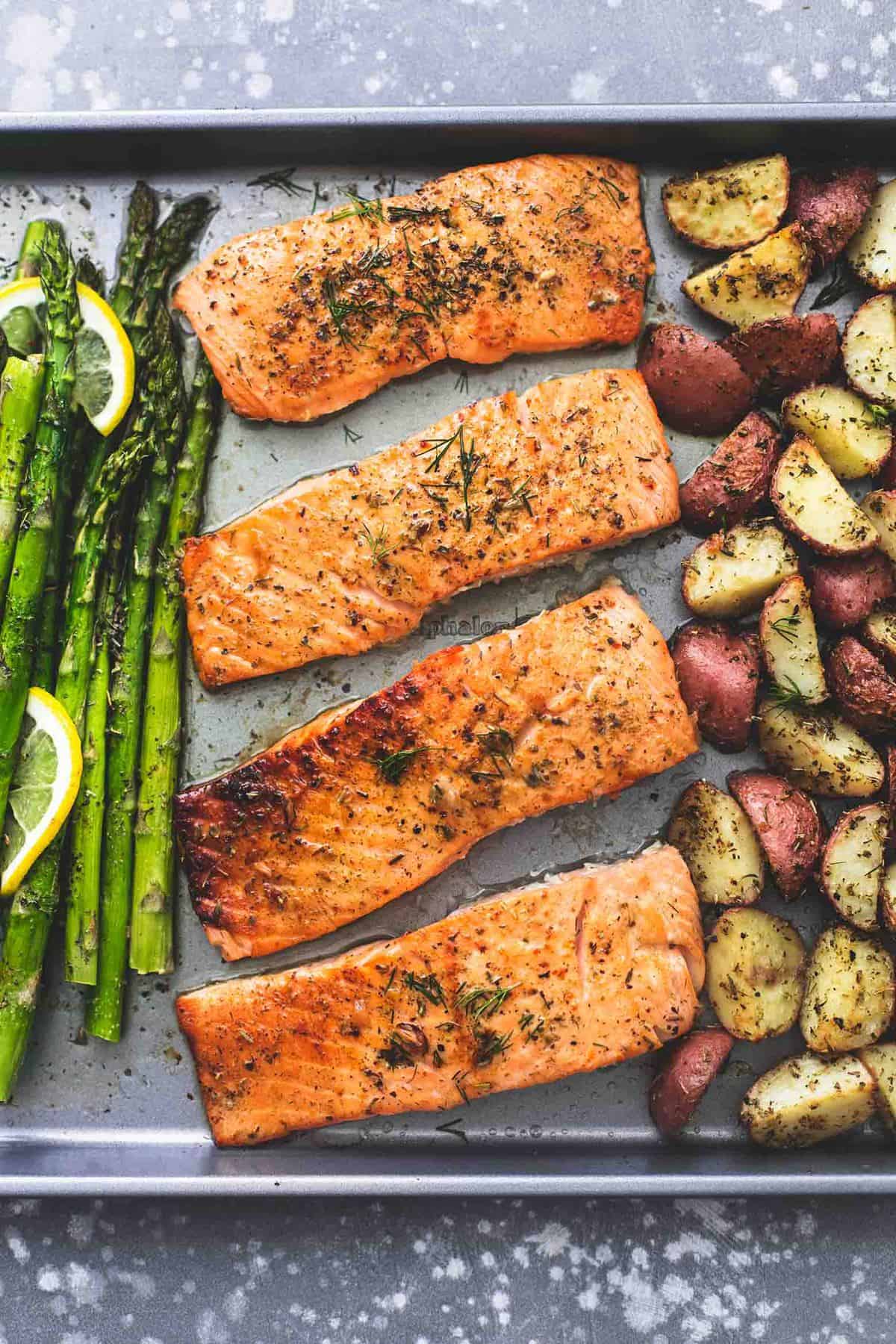 Sheet Pan Ginger-Salmon with Asparagus and Sweet Potatoes